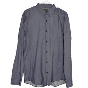 Vince Shirt Men’s Size L Blue Geometric Button-Up Long Sleeve Classic Business